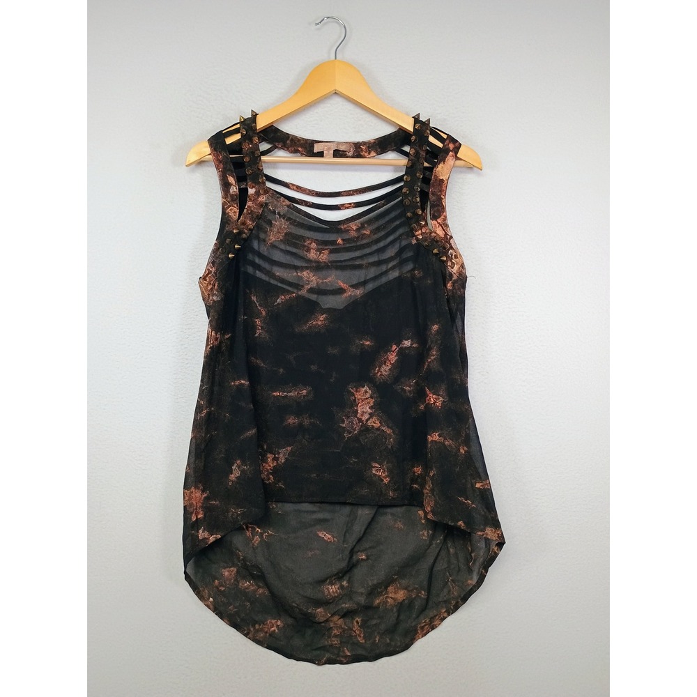 Grunge Rocker Romeo & Juliet Couture Womens Medium Black Copper Studded High Low